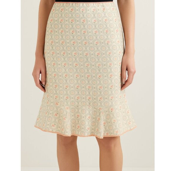 VINTAGE Nanette Lepore | Silk Floral Coquette Rose Print Trumpet Skirt	 | Size 4 - Picture 1 of 11
